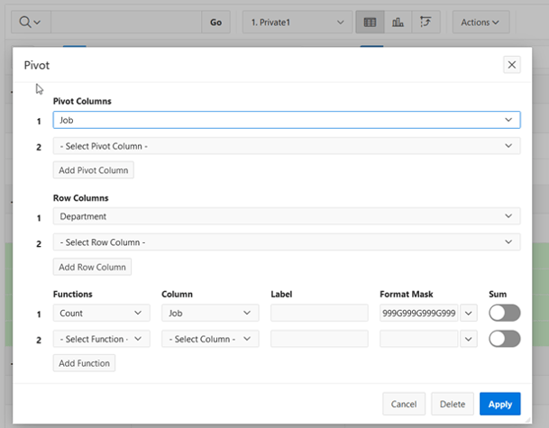 Oracle APEX Interactive Report Pivot