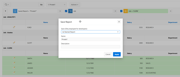 Oracle APEX Private Report