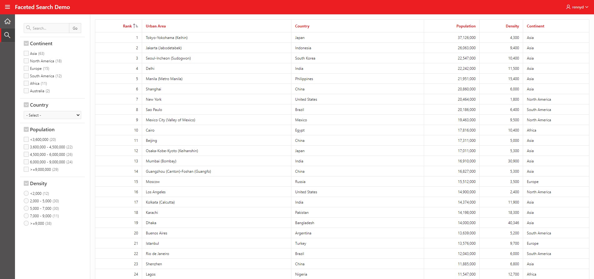 Oracle APEX Faceted Search